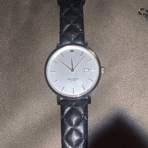 Kate Spade Round watch logo pearl iridescent 34 mm gold tone stainless steel.